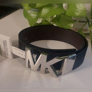 Michael Kors Black Belt with Silver Buckle